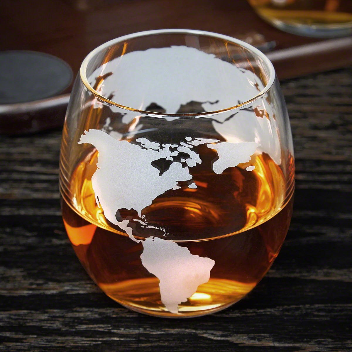 Ship in a Bottle Decanter With Two Globe Whiskey Glasses