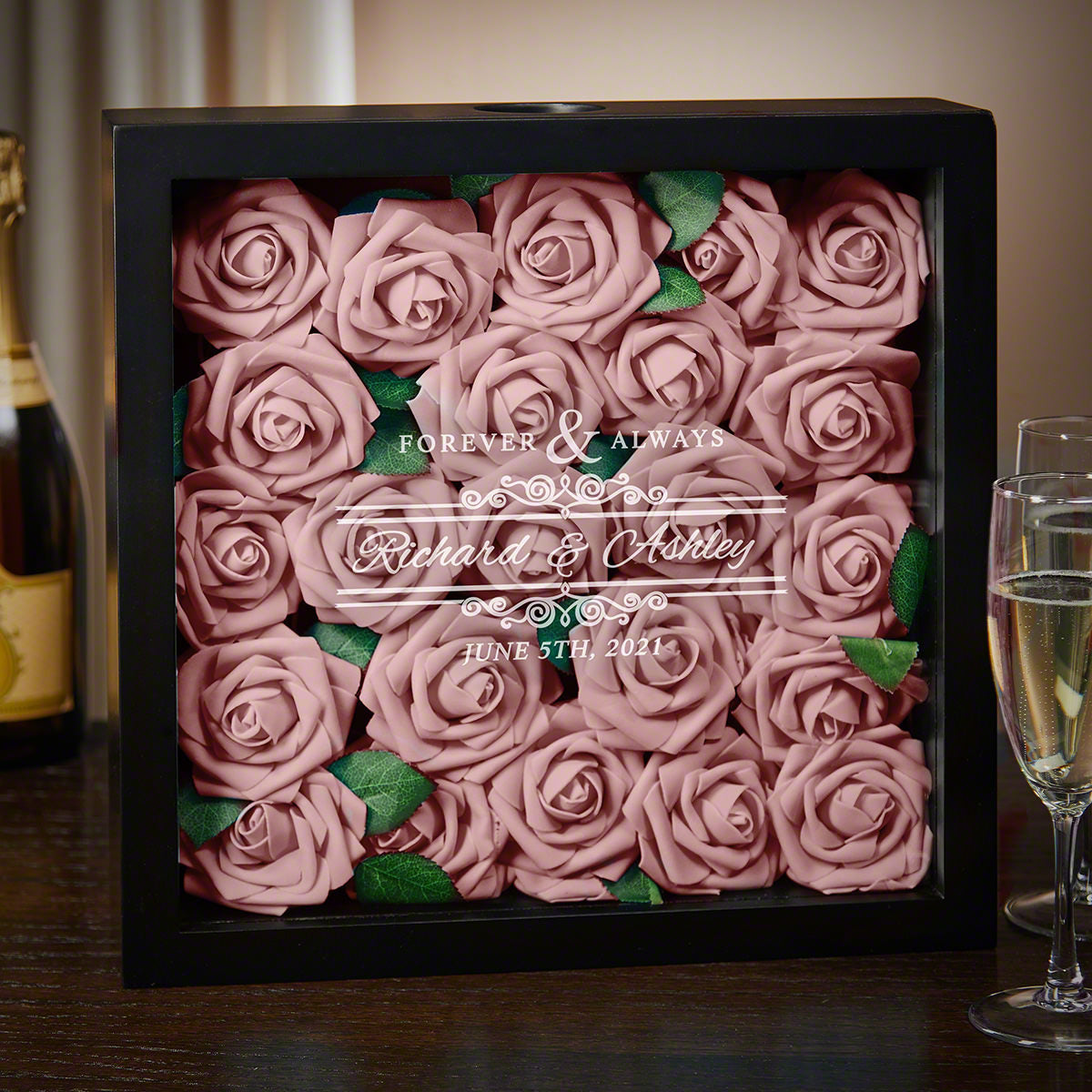 Personalized Wedding & Anniversary Wine Cork Shadow Box