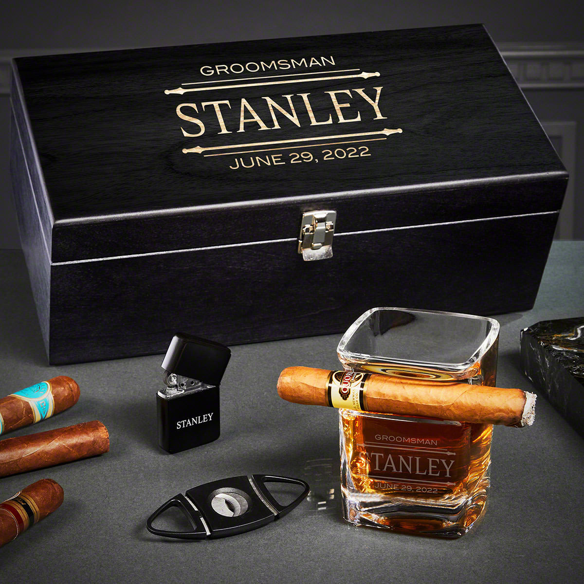 Stanford Custom Cigar Gifts - Ebony Box