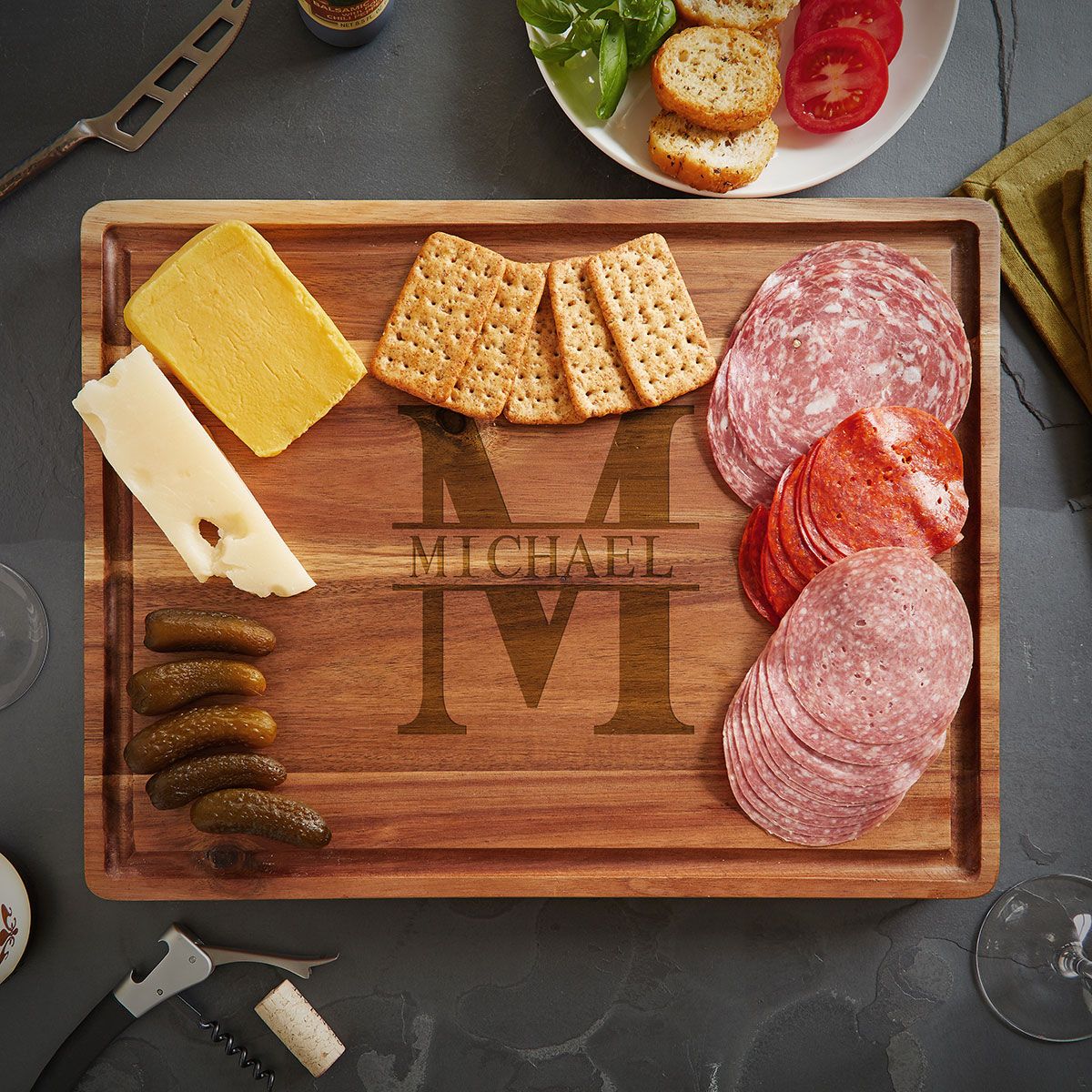 Acacia Engraved Hardwood Cutting Board - (1.5in Thick)