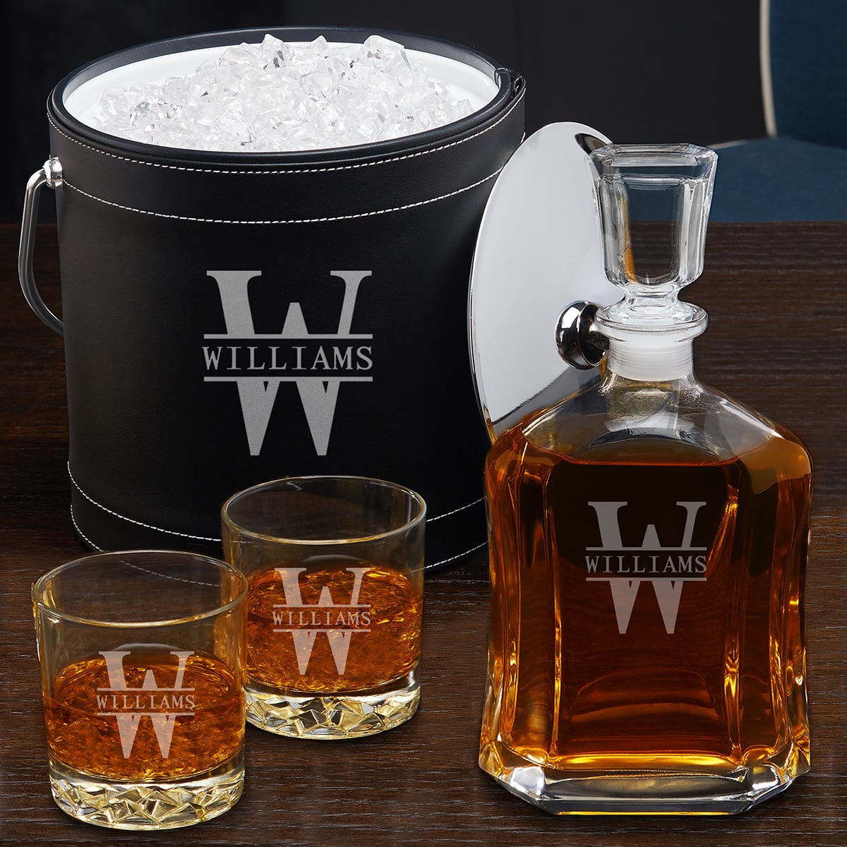 Personalized Cocktail Gift Set w Ice Bucket