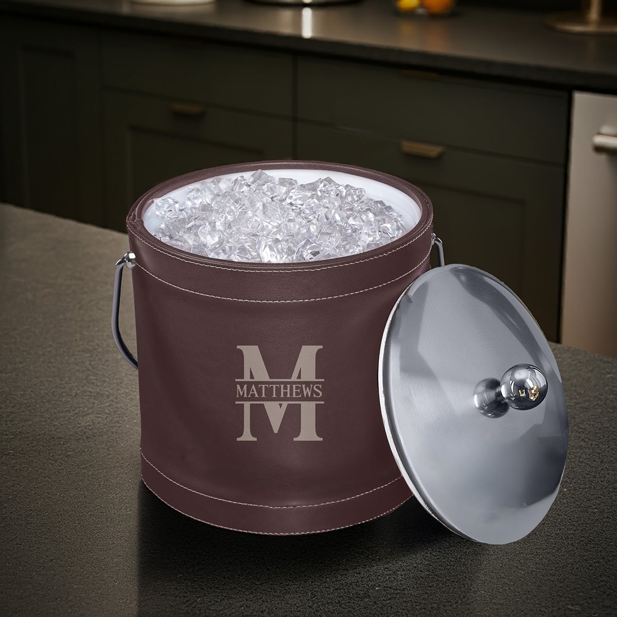 Brown Personalized Insulated Ice Bucket