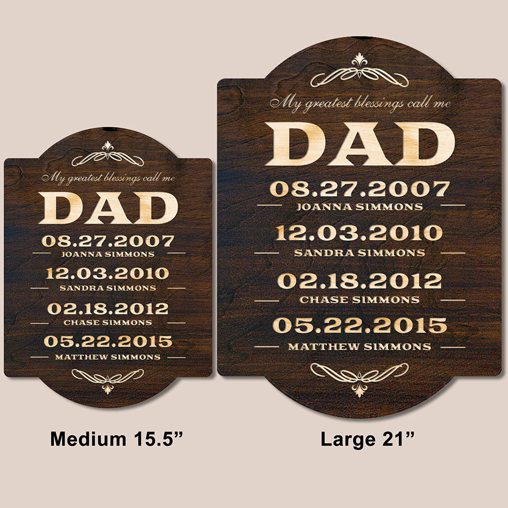 Dads Greatest Blessings - Personalized Wall Sign (Signature Series)