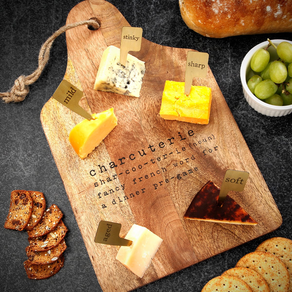 Fancy French Charcuterie Board with Cheese Markers