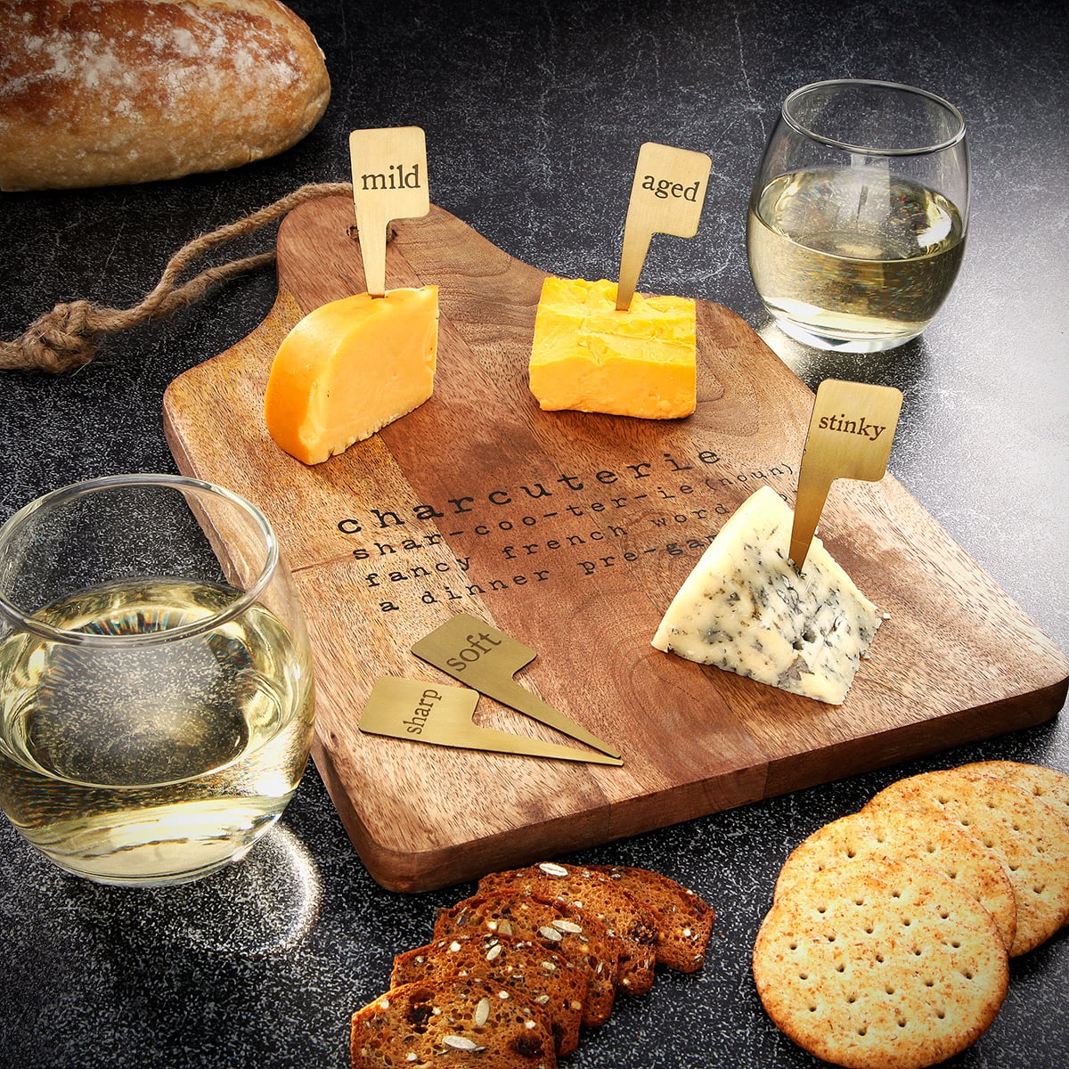 Fancy French Charcuterie Board with Cheese Markers