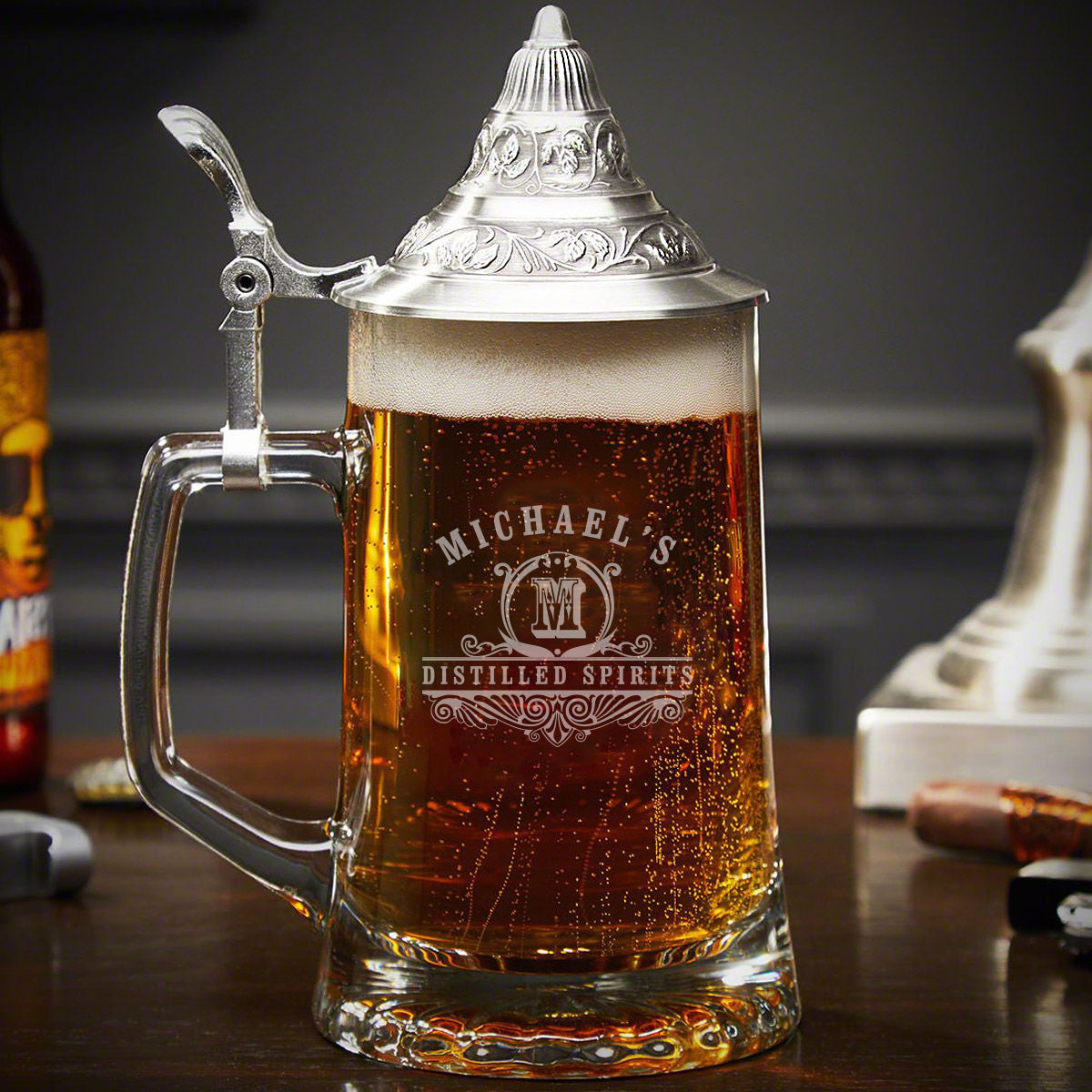 Classic Monogram Traditional German Beer Stein with Lid