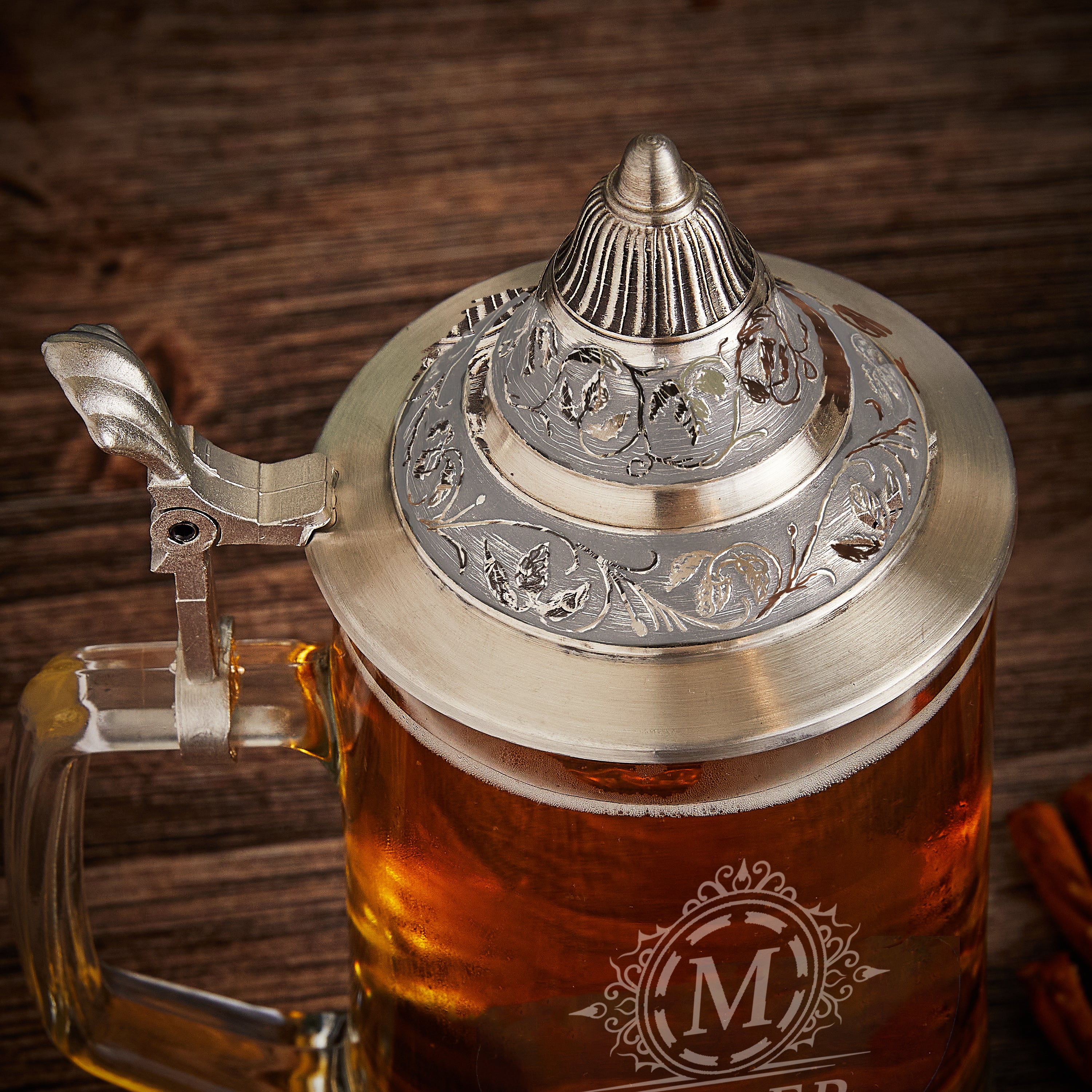 Classic Monogram Traditional German Beer Stein with Lid