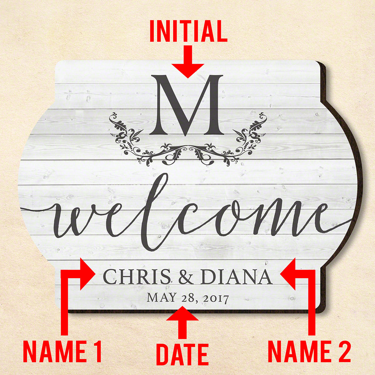 Wedding Welcome Custom Wooden Sign for Bride & Groom