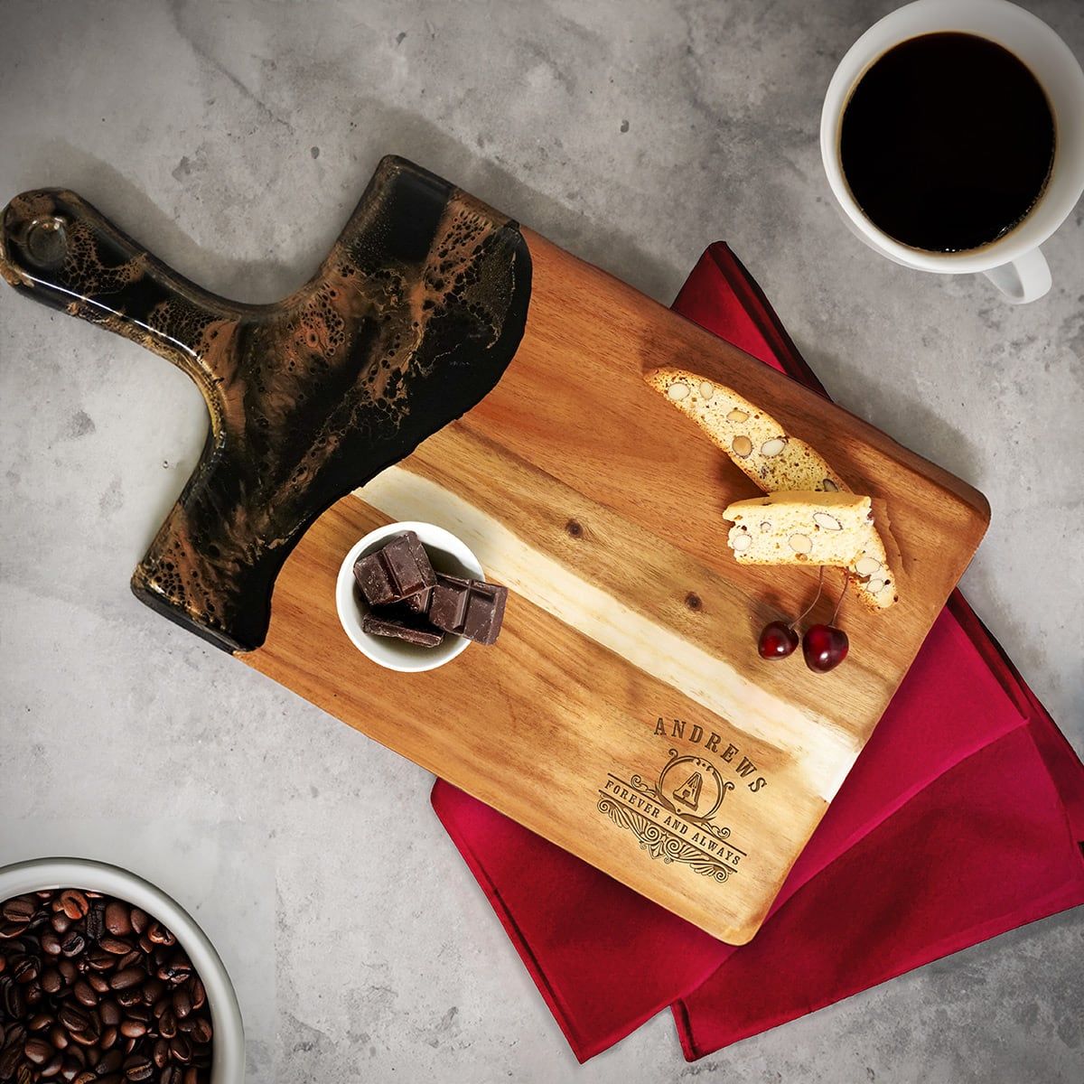Belmont Charcuterie Serving Board - Artisan Black and Gold Resin