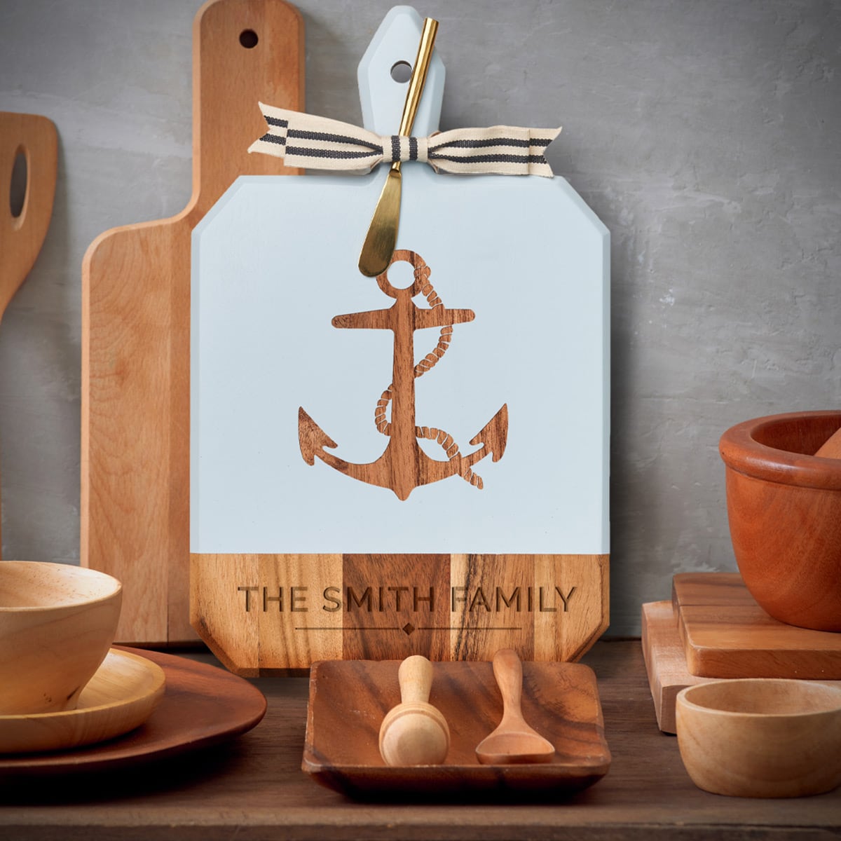Anchors Away Personalized Cheese Board Set with Spreader Knife