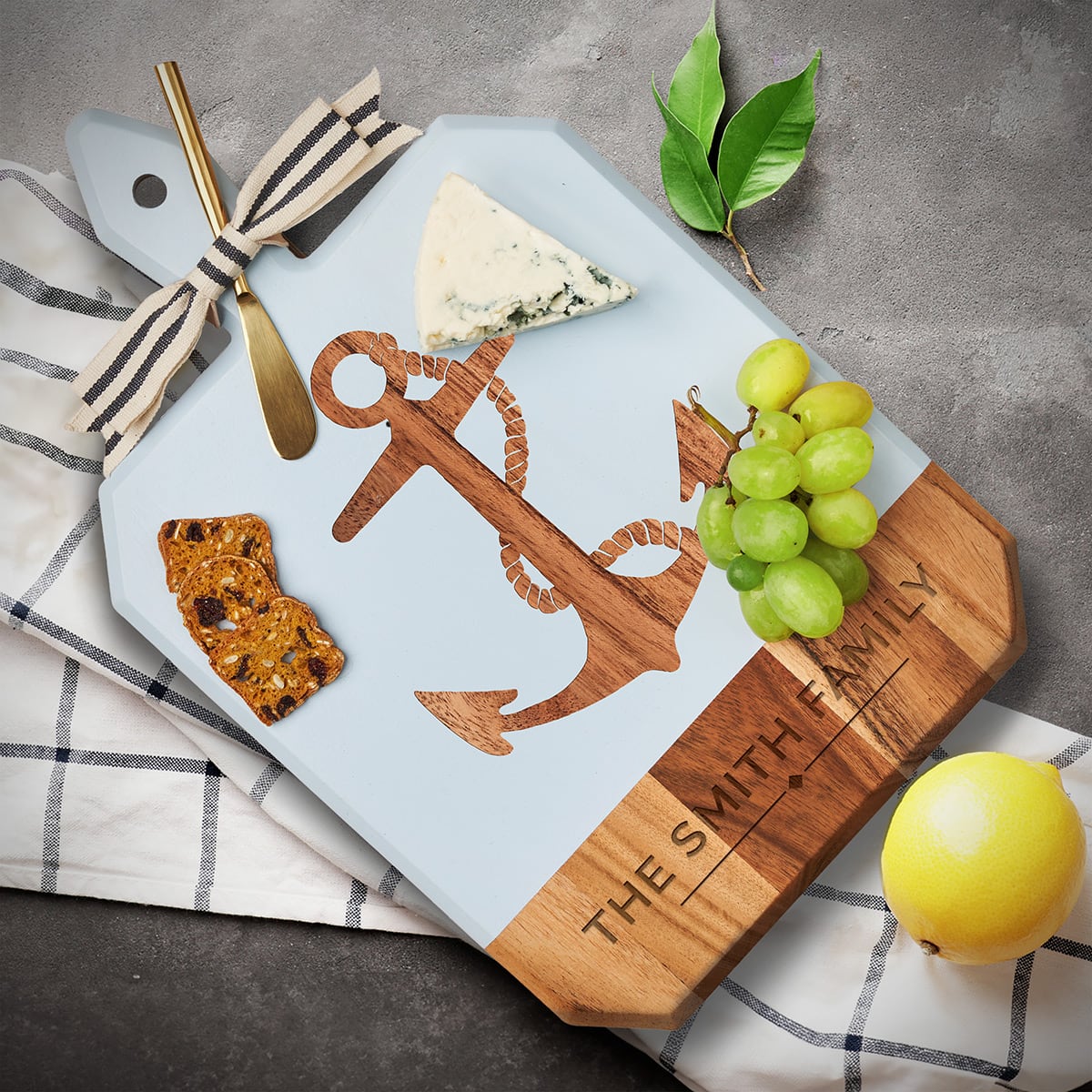 Anchors Away Personalized Cheese Board Set with Spreader Knife