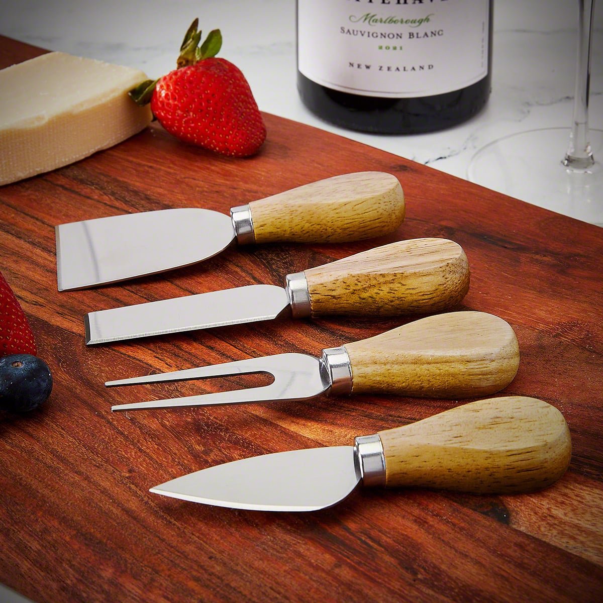 Acacia Wood Cheese Knives - 4pc Cheese Knife Set - Add - on