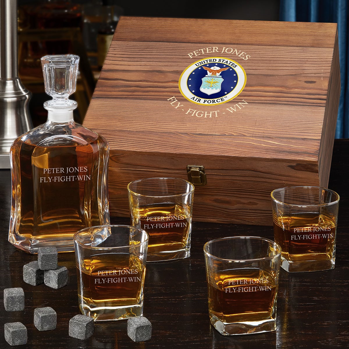 Air Force Gifts Personalized Argos Whiskey Decanter Set with Box