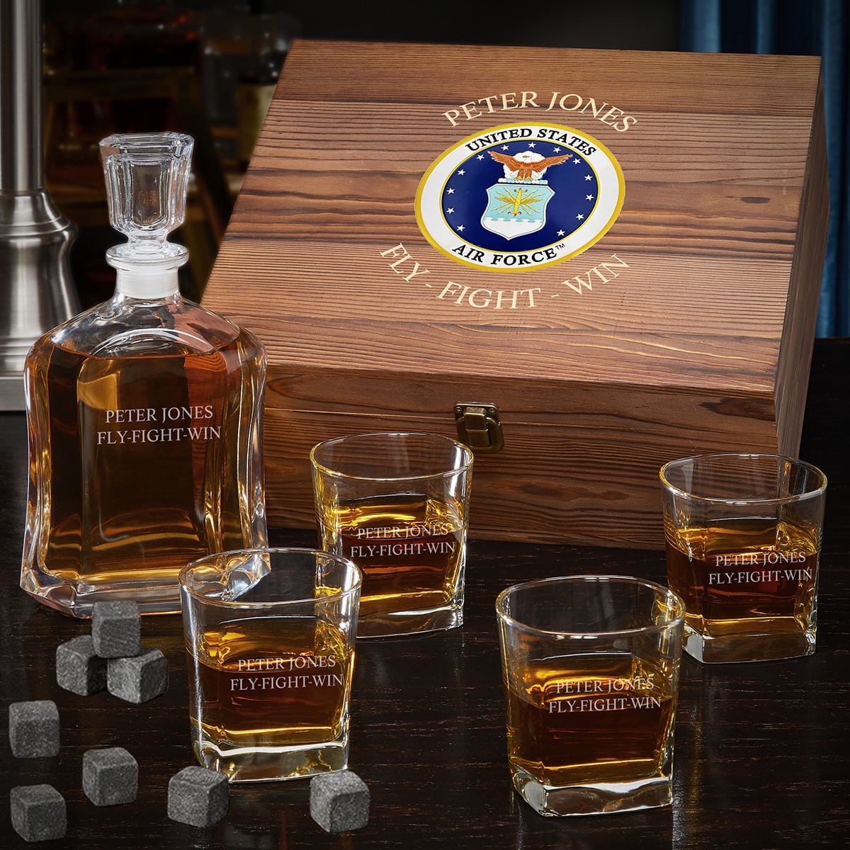 Air Force Gifts Personalized Argos Whiskey Decanter Set with Box