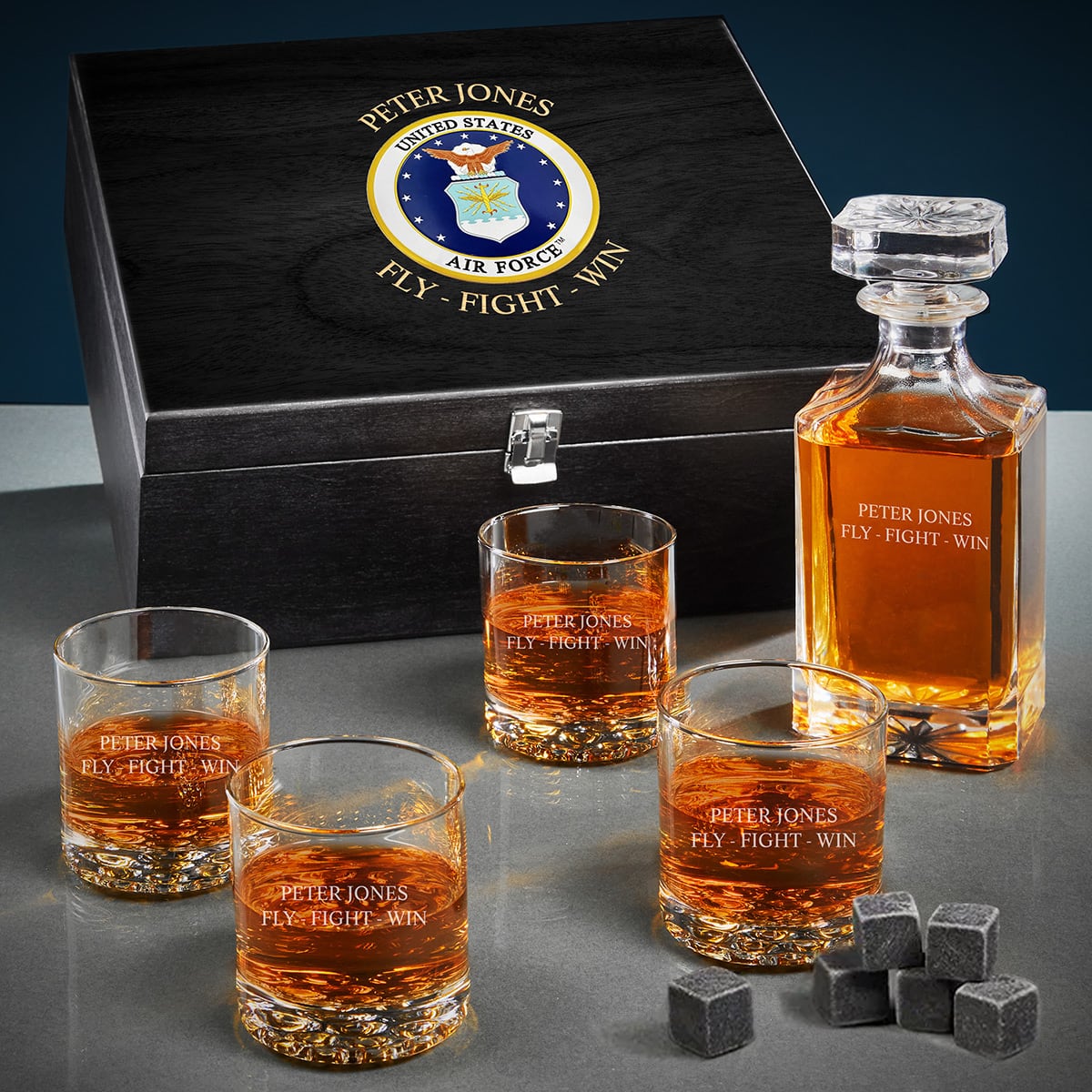 Hot T1 Jayhawk Decanter Set - Engraved Personalized Gift for T-1 Jayhawk Pilot- Present for USAF Pilot - Promotion, Retirement - Retired Veteran