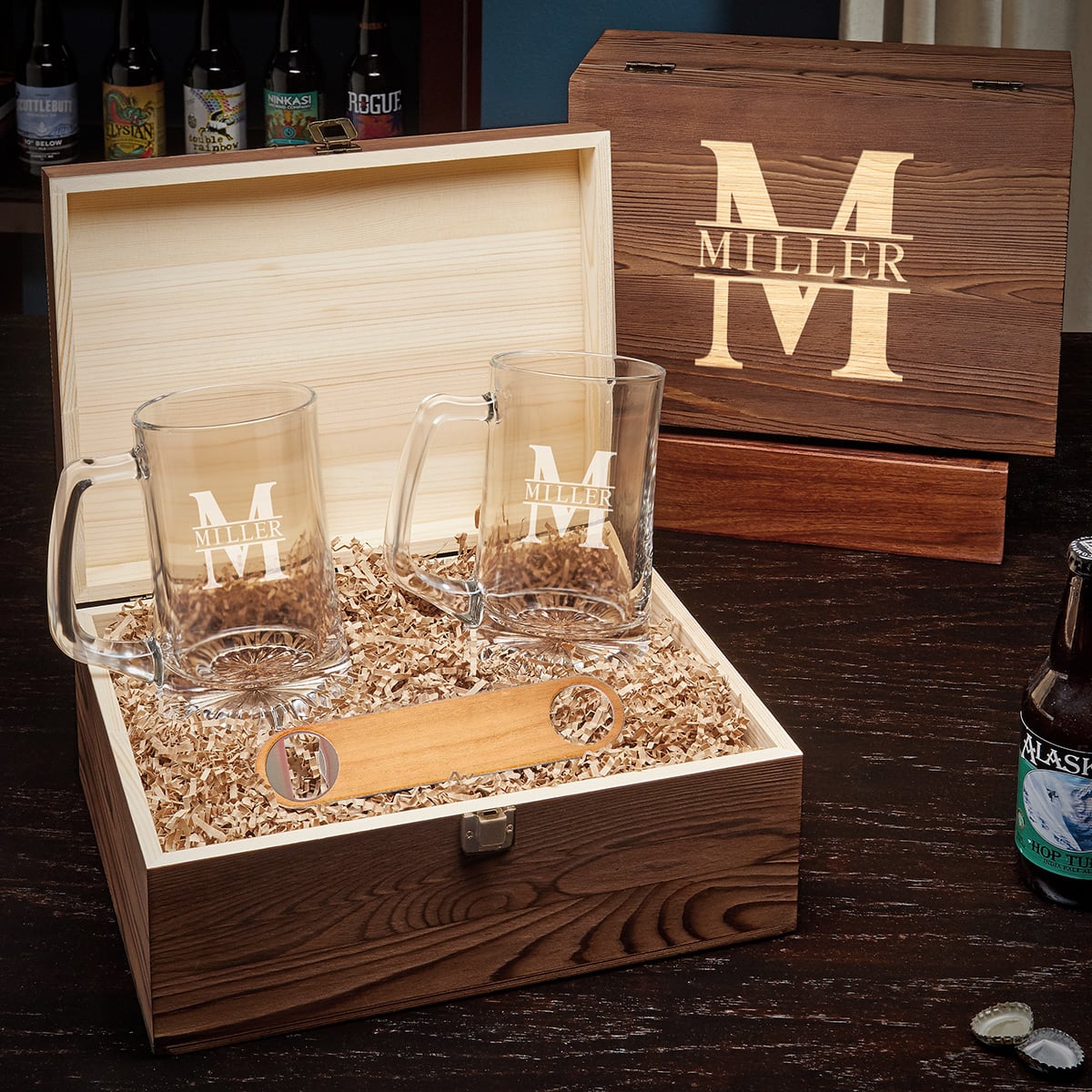 Personalized Beer Gift Set with Full Sized Mugs