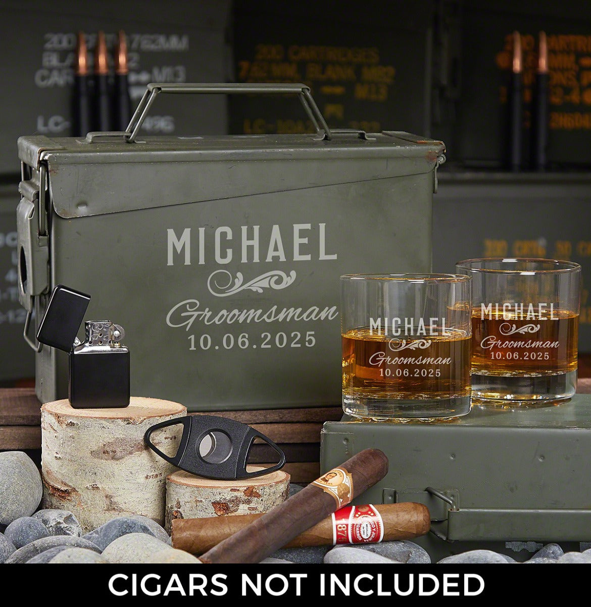 All the Vices Whiskey Gift Set in Engraved Ammo Can