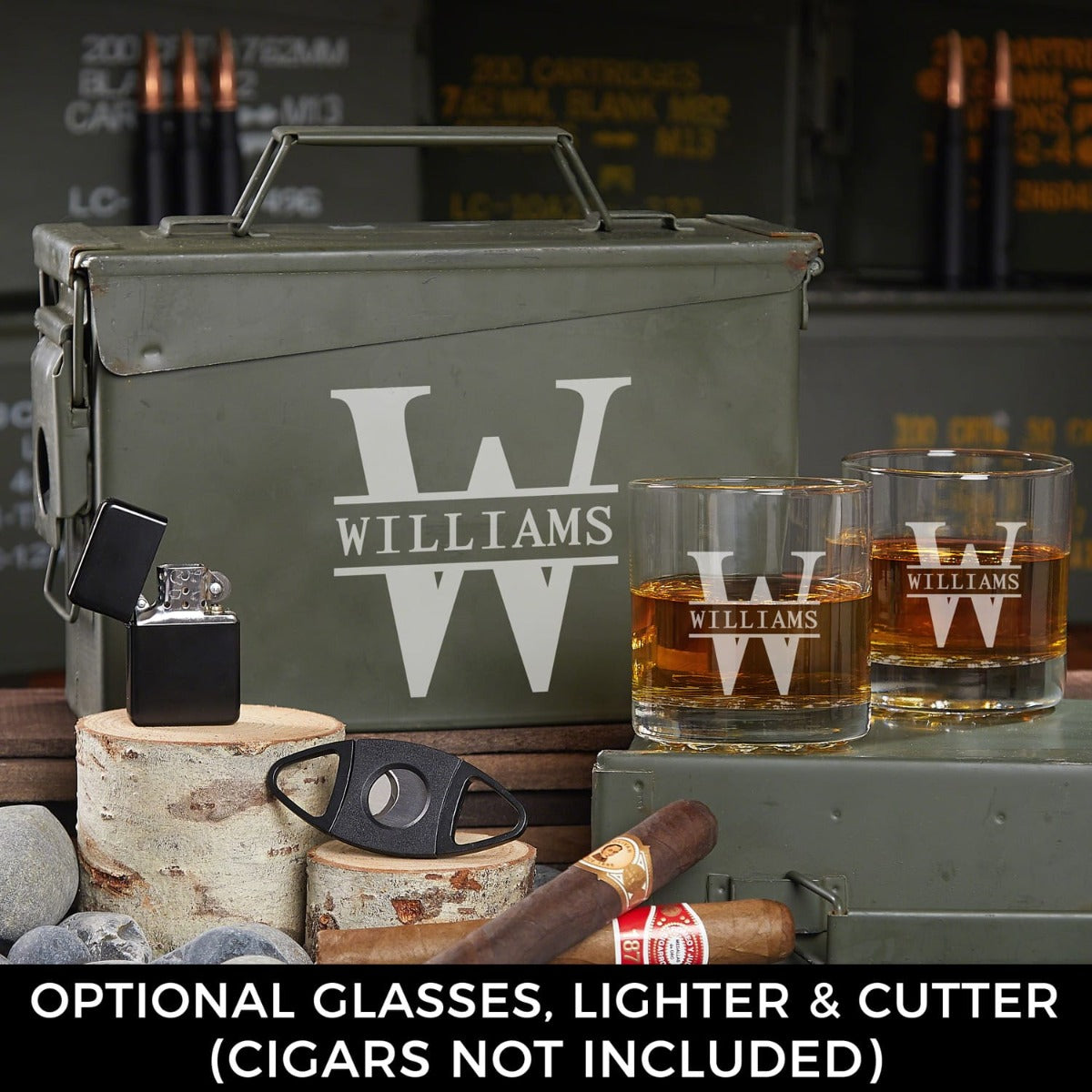 All the Vices Whiskey Gift Set in Engraved Ammo Can