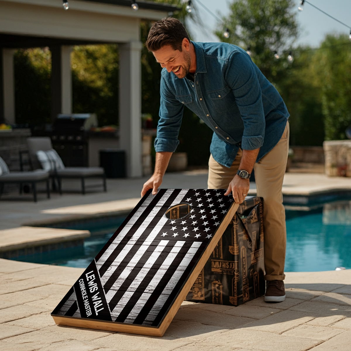 American Flag Cornhole Set of 2 Cornhole Boards - Bean Bag Toss Game