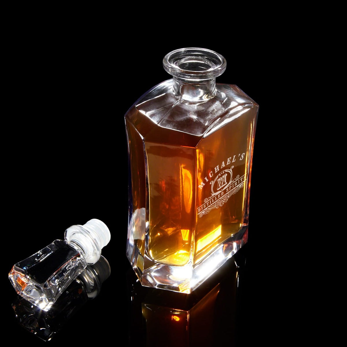 Rocks Glass and Liquor Decanter Set with Handcrafted Box