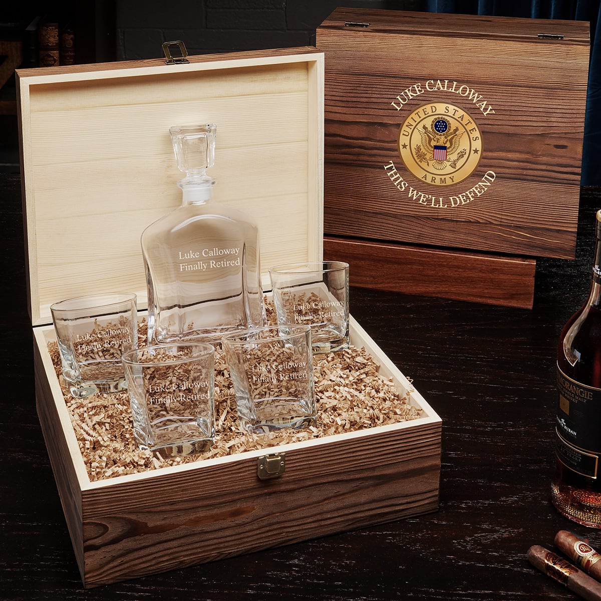 Army Gifts Engraved Argos Decanter Set with Box