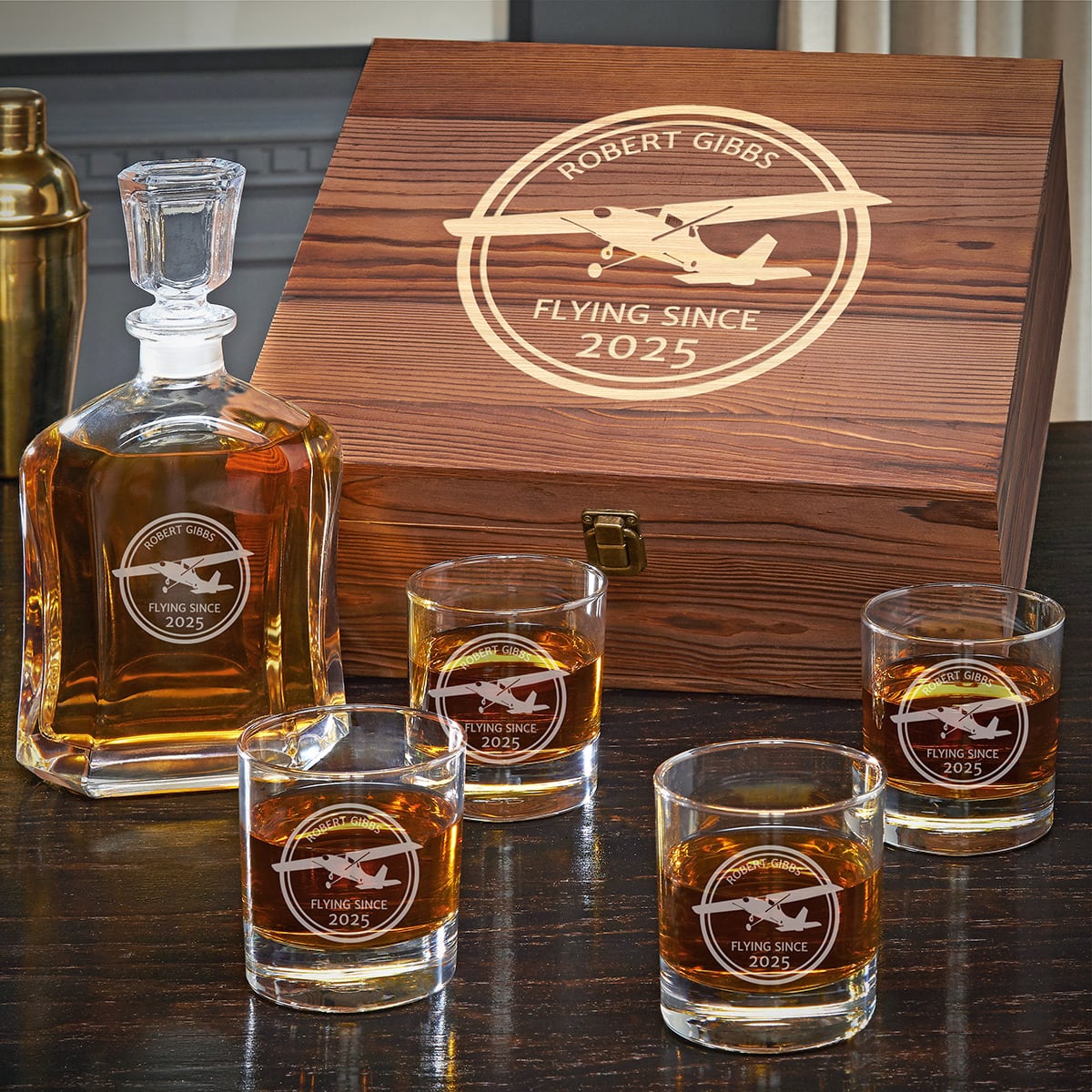 Custom Whiskey Box Gift Set for Pilots - Aviator
