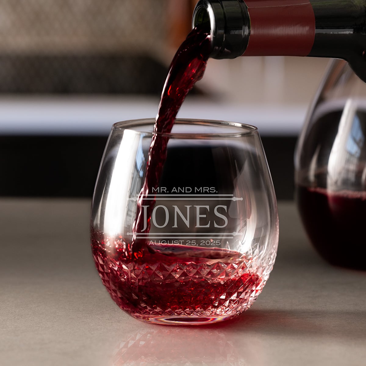 Avignon Custom Crystal Wine Glass Stemless - Gift for Wine Lover