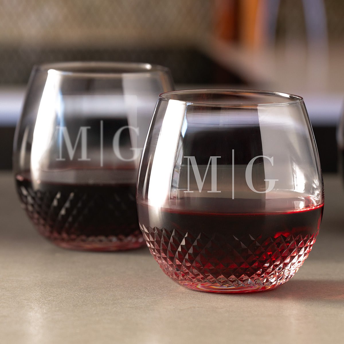 Avignon Custom Crystal Wine Glass Stemless, Set of 2