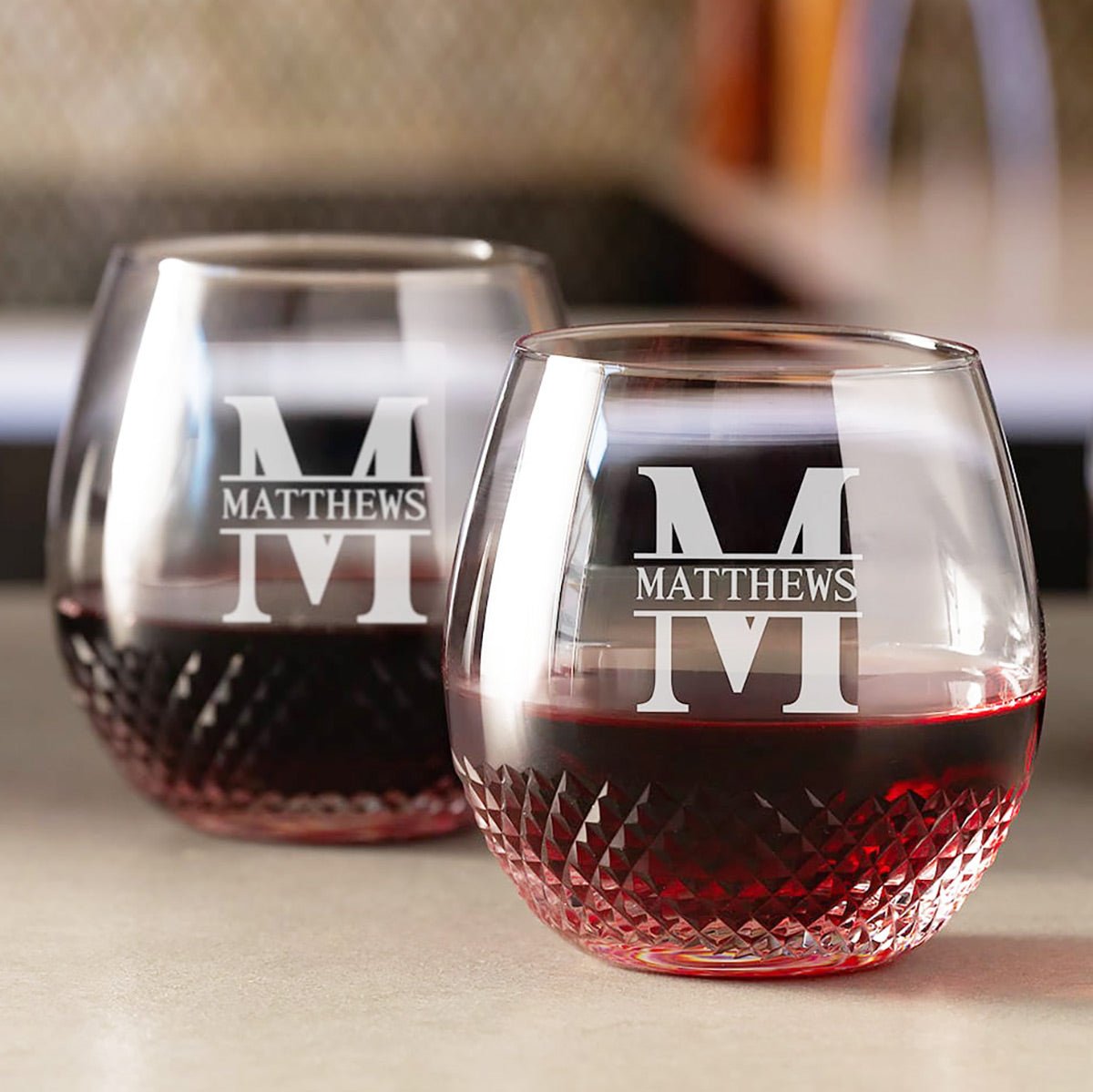 Avignon Custom Crystal Wine Glass Stemless, Set of 2