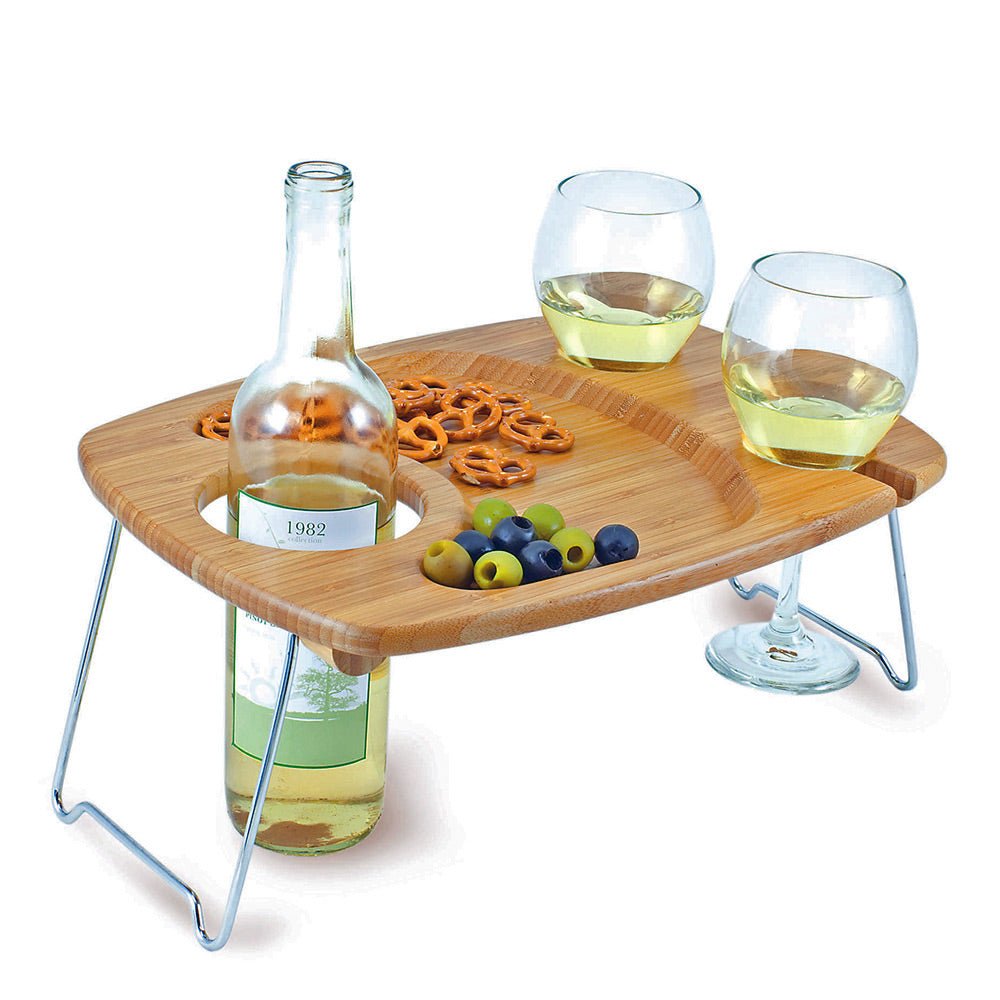 Bamboo Picnic Wine Tray with Legs