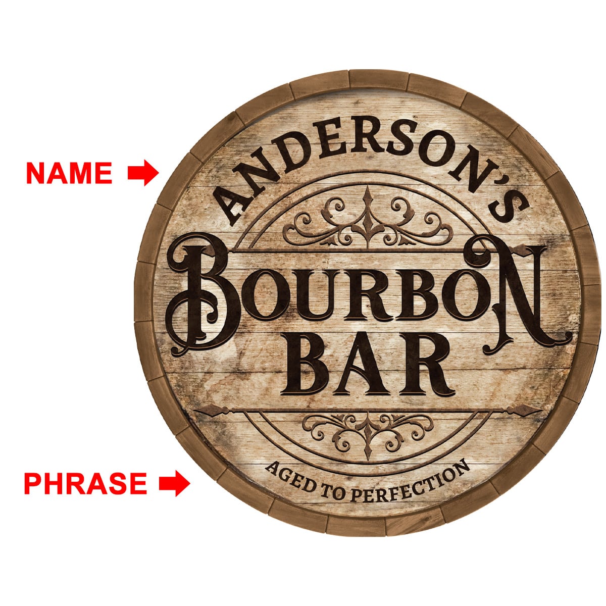 Barrel-Aged Custom Bourbon Bar Wooden Sign
