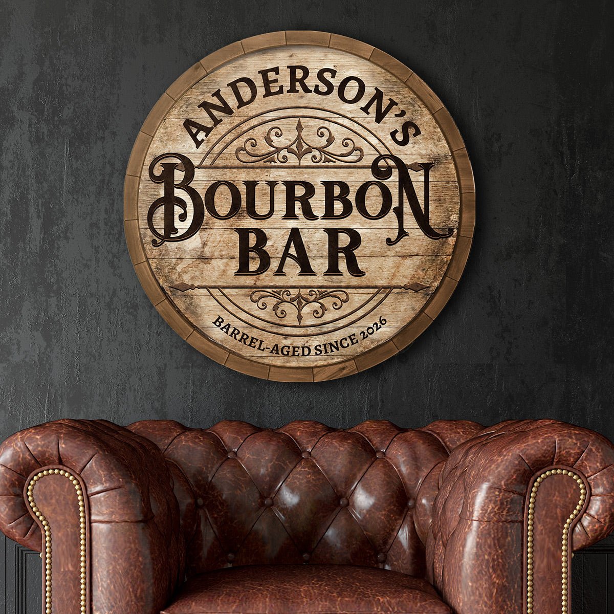 Barrel - Aged Custom Bourbon Bar Wooden Sign