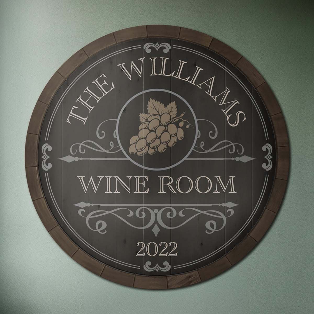 Beauteous Barrel Personalized Wine Cellar Sign (2 Designs)