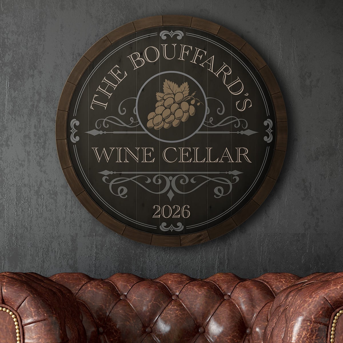 Beauteous Barrel Personalized Wine Cellar Sign (2 Designs)