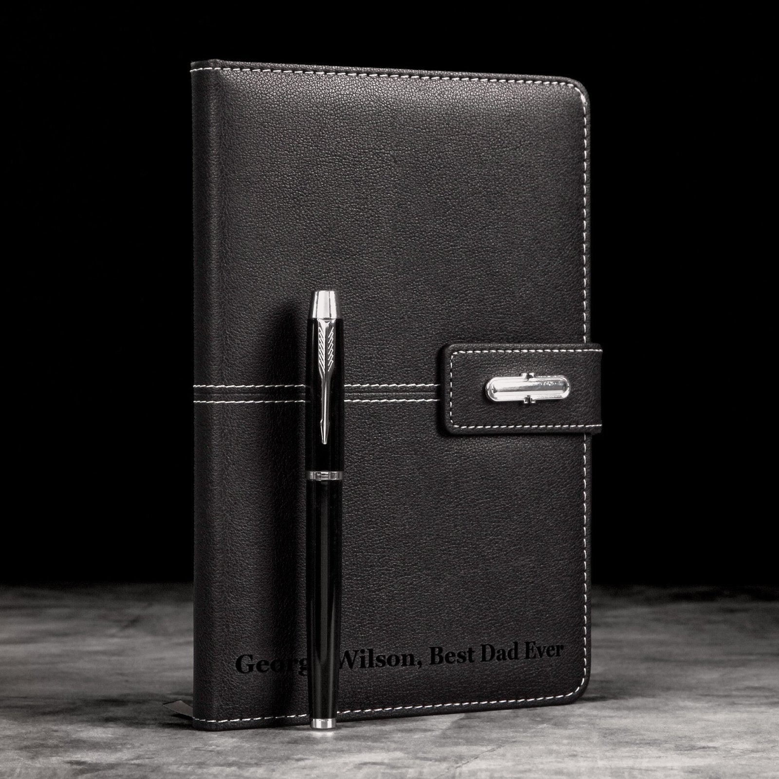 Beckford Personalized Hardcover Lined Notebook Set - Black