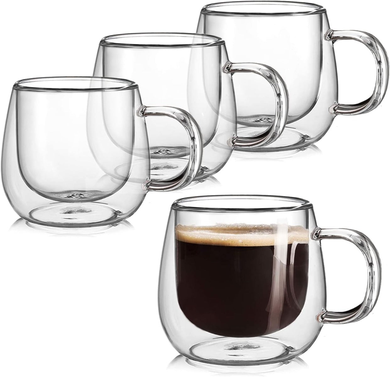 Benson Double Wall Glass Coffee Mugs, Set of 4