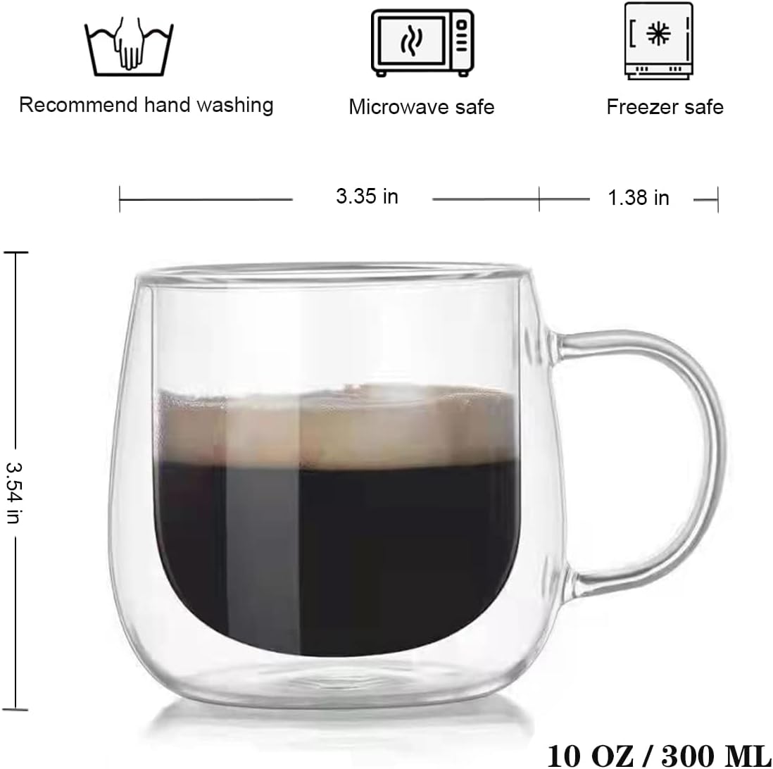 Benson Double Wall Glass Coffee Mugs, Set of 4