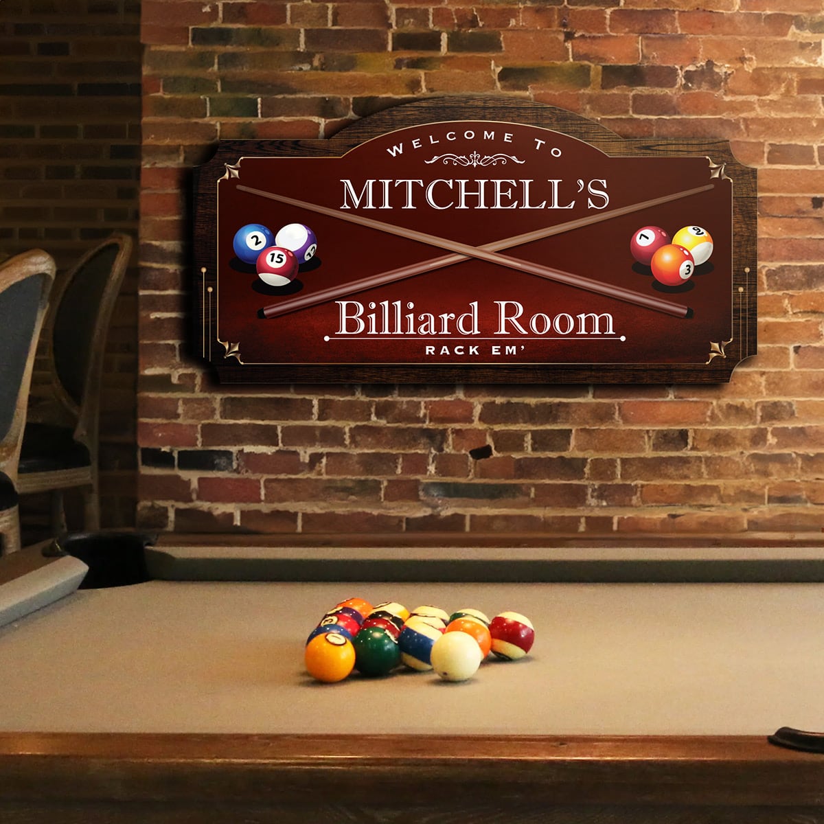 Billiard Room Personalized Wood Home Sign