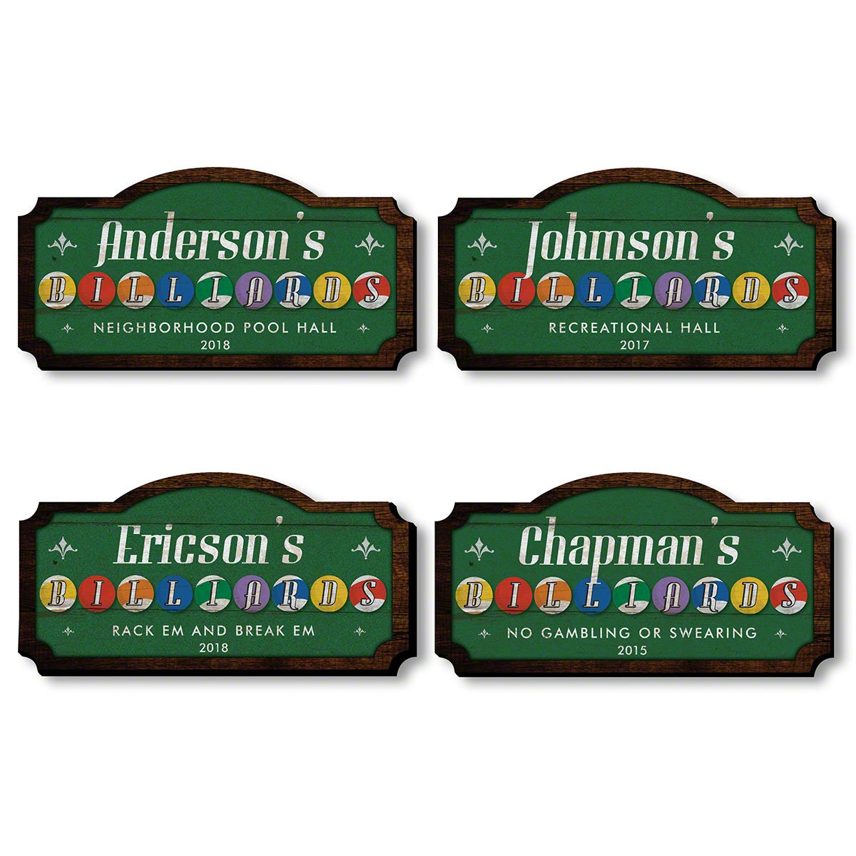 Personalized Billiard Hall Wooden Sign