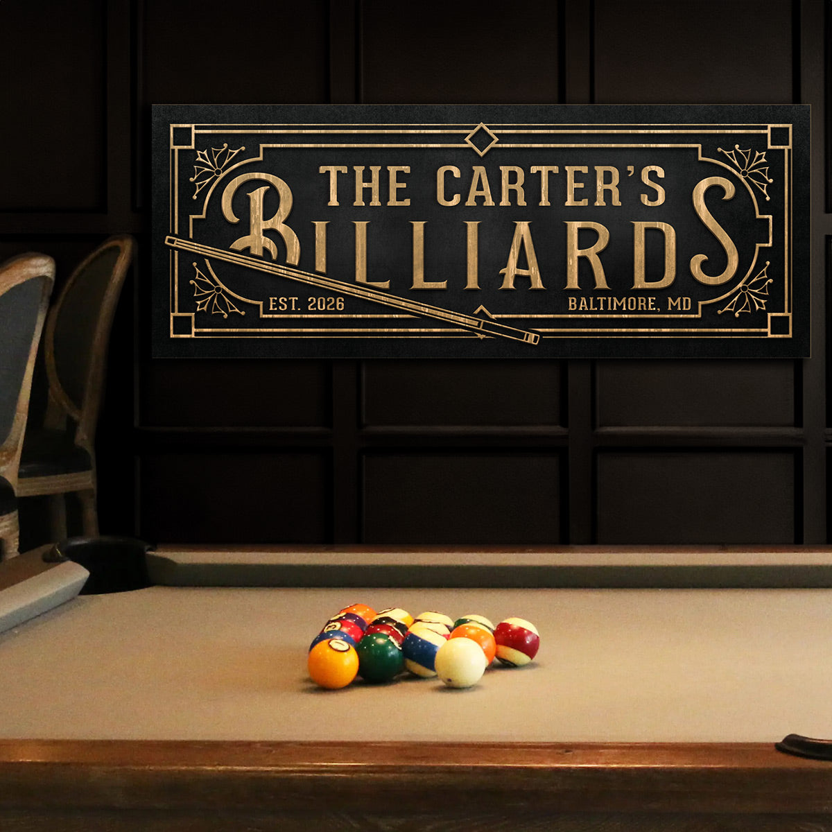 Vintage Personalized Billiards Sign