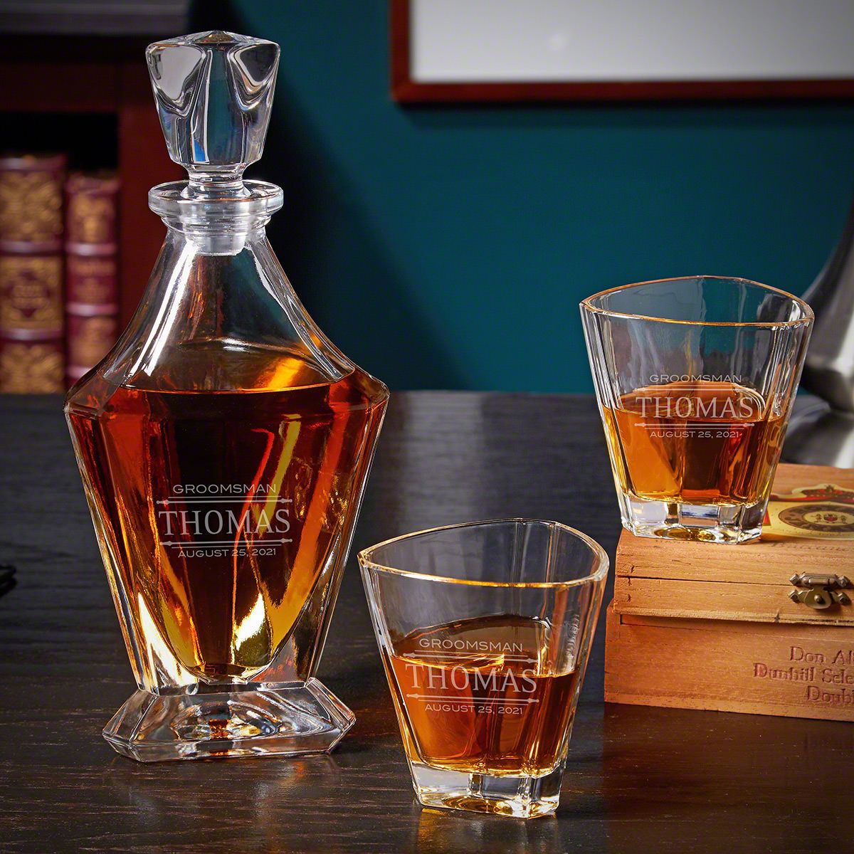 Bishop Whiskey Decanter & 4 Glasses Set