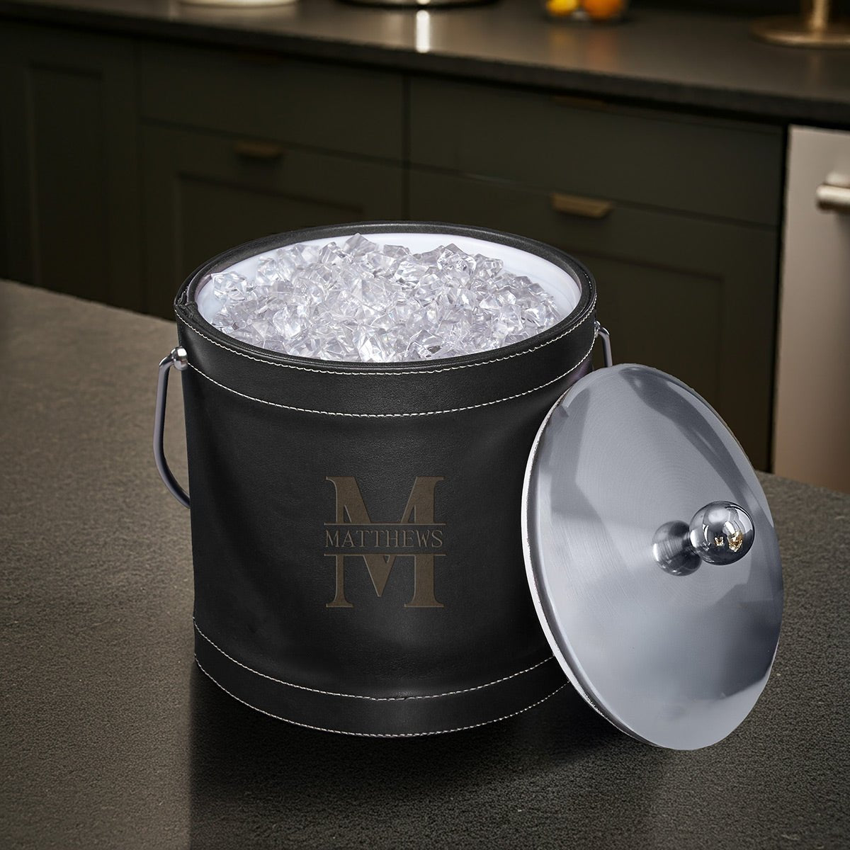 Black Custom Insulated Ice Bucket