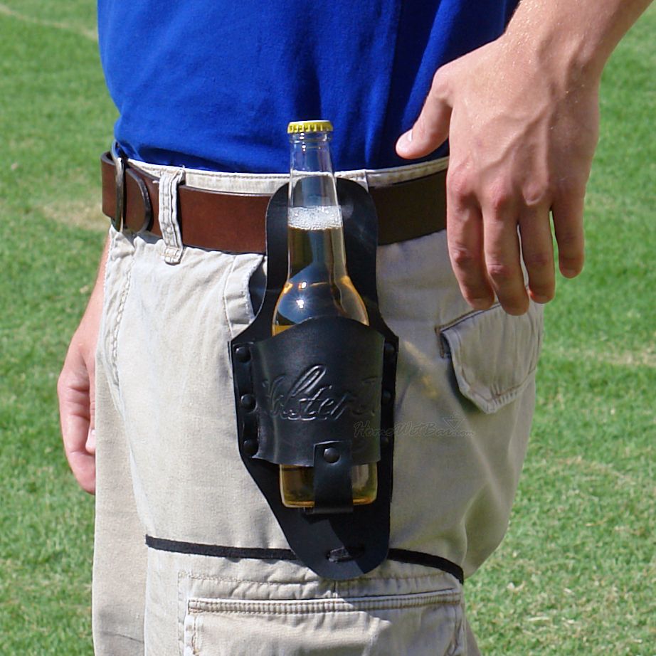 Black Leather Beer Holster