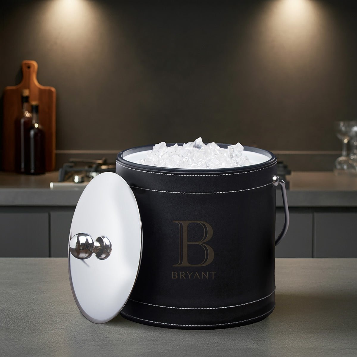 Black Personalized Insulated Ice Bucket