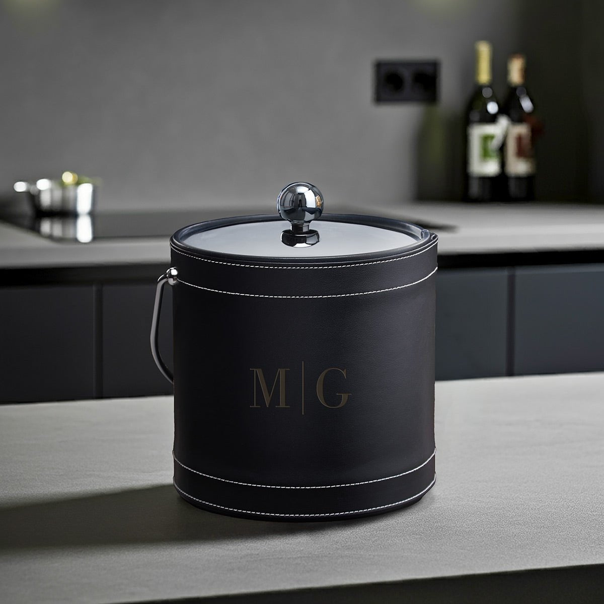 Black Personalized Insulated Ice Bucket