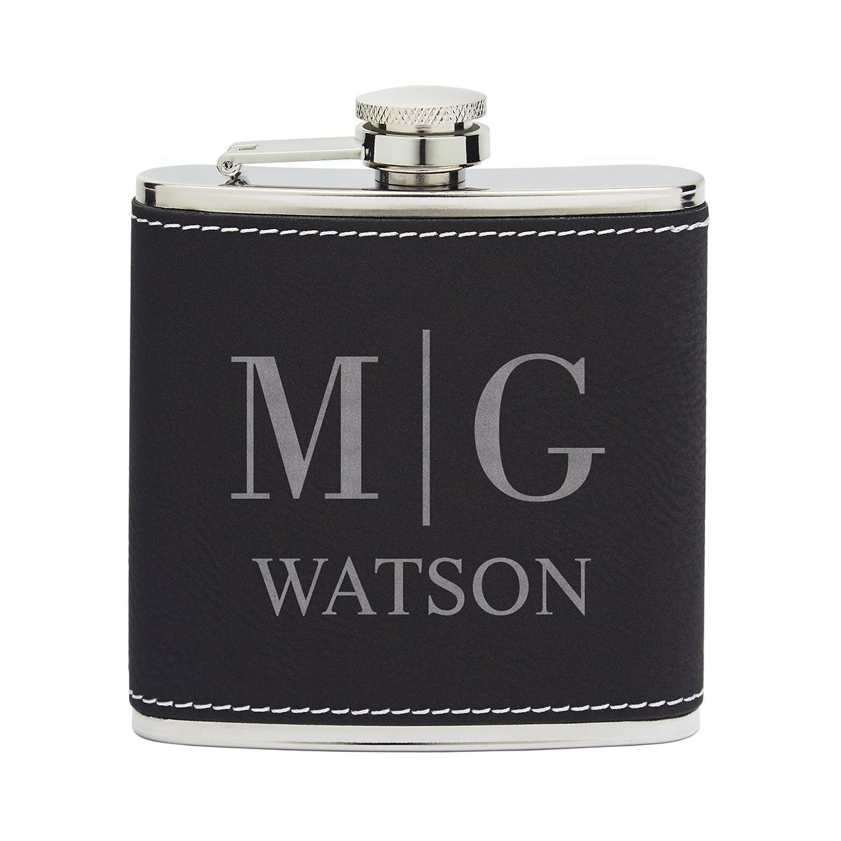 Black & Silver Personalized Hip Flask