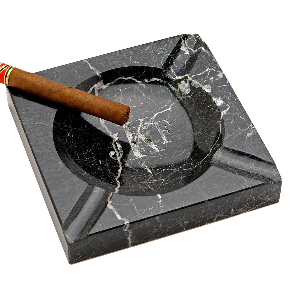 Black Square Marble Cigar Ashtray Indoor / Outdoor (Custom Engraving Available)