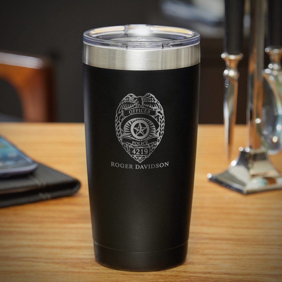 Police Badge 20oz Custom Tumbler Luxury Box Coffee Set for Police Officers