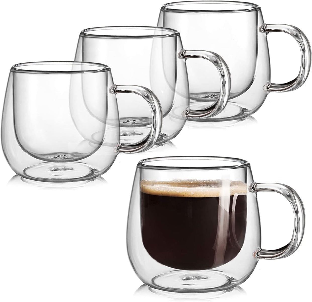Benson Double Wall Glass Coffee Mugs, Set of 4 