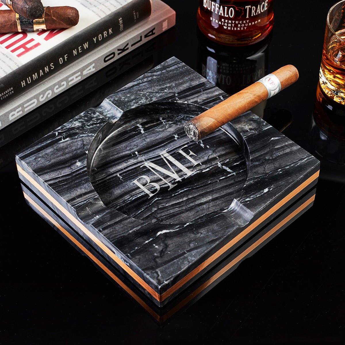 Bradford Large Cigar Ashtray - Black Marble